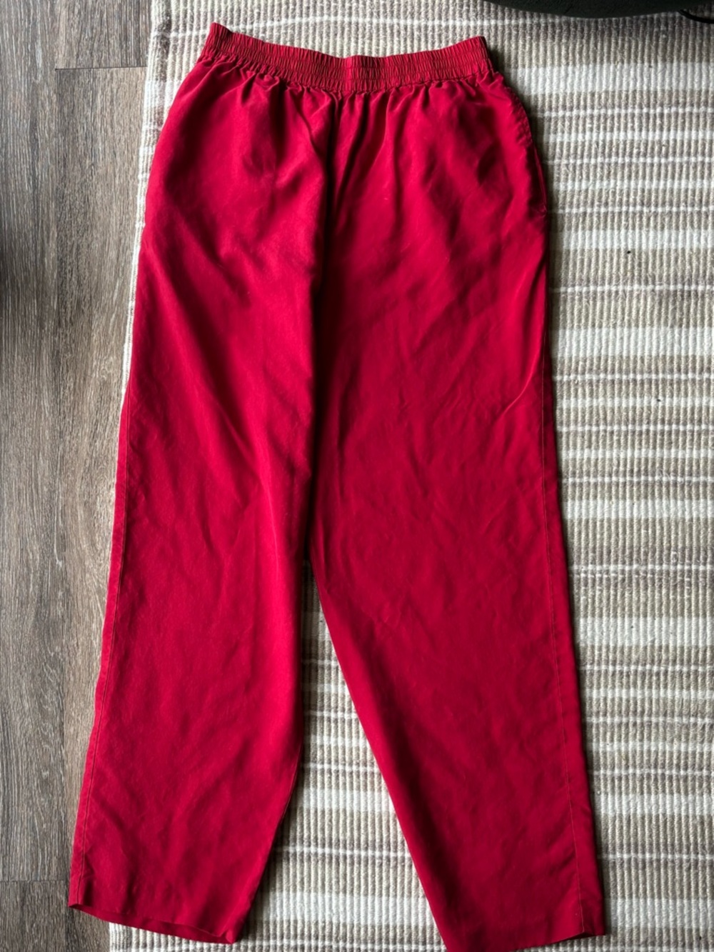 Christina women’s Bright Red Elastic-Waist 100% silk pants